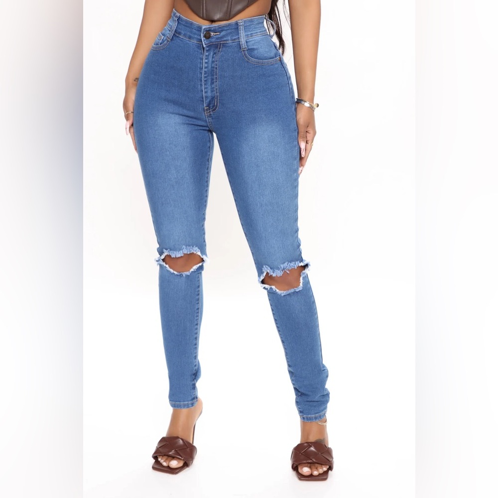 Fashion Nova Blue High Rise Skinny Jeans